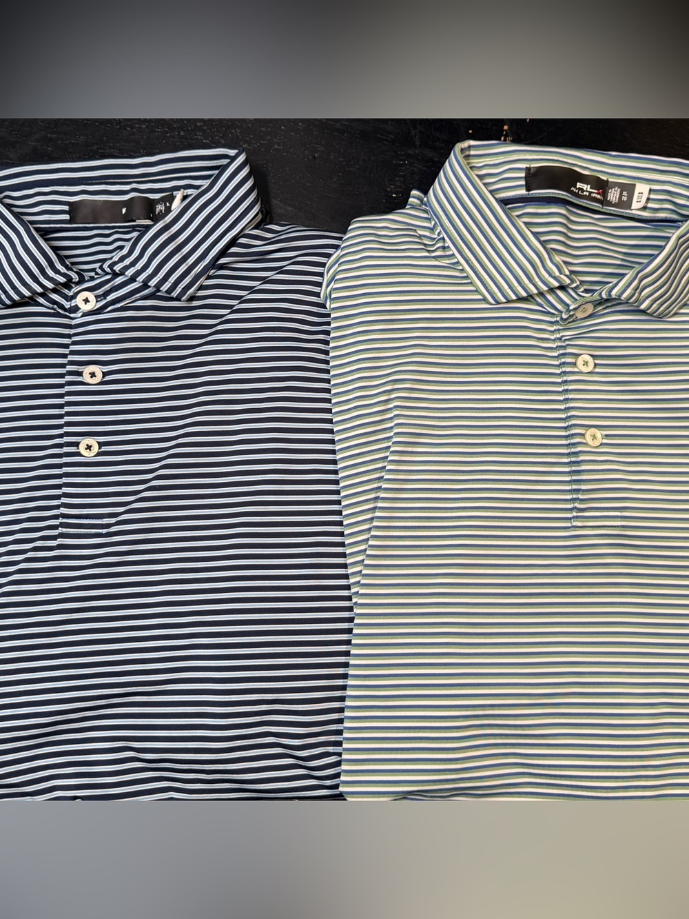 RLX Ralph Lauren Men's XL Performance Golf Polo Striped Shirts Lot Of 2